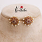 Pretty Antique Floral Chakra Pearl Earstuds E693 (Available in 2 Colors)