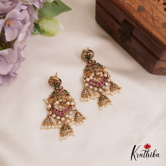 Gorgeous Teardrop Motifs Jhumka With Pearl Drops E987
