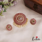Beautiful Peacock Teardrop Motifs Kemp Pendant Set With Pearl Drops PS273