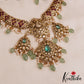 Stunning Peacock Teardrop Motifs AD Victorian Choker With Green Bead Drops NC2822