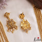 Grand Antique Nagas Radha Krishna Motifs Temple Haaram With Golden Bead Drops LH2178