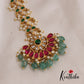Gorgeous Floral Jadau Maang Tikka With Bead And Pearl Drops MT317