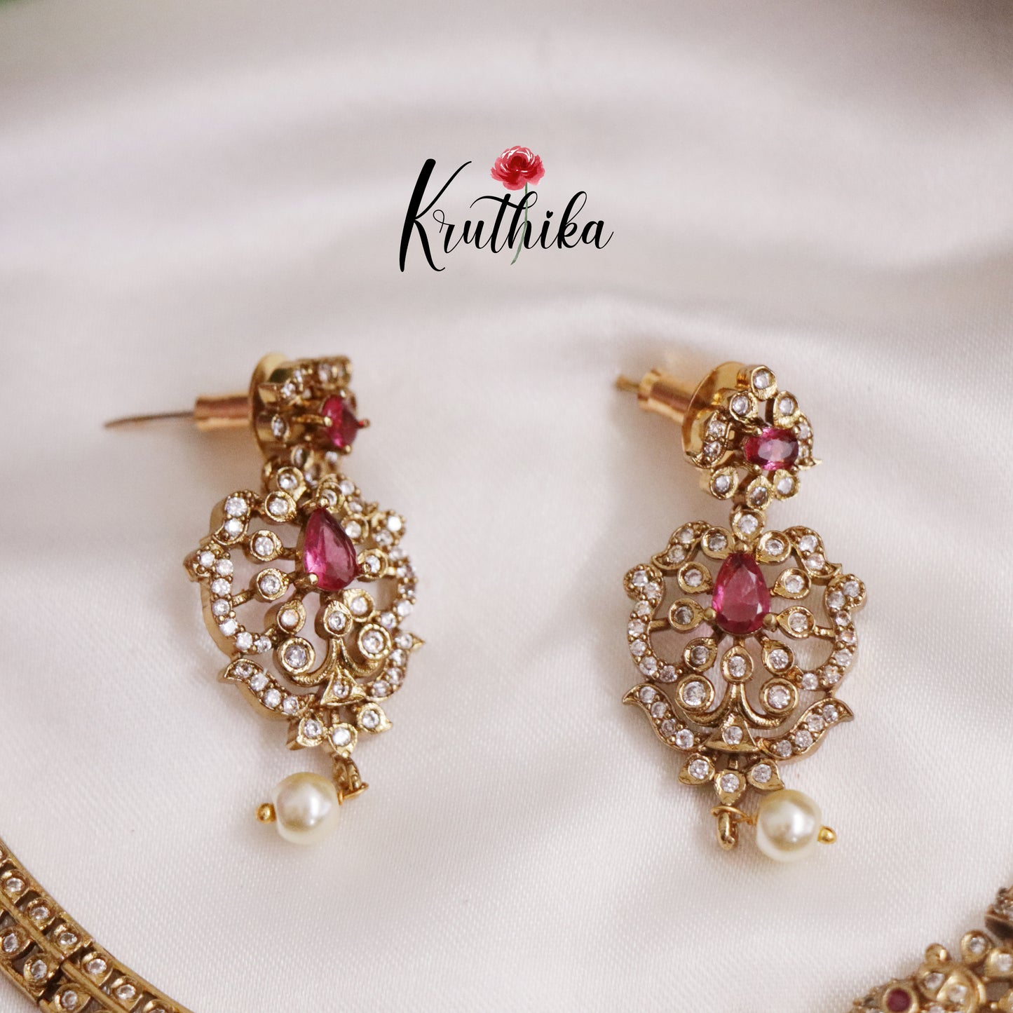 Trendy AD Elephant Floral Necklace Set NC2233 (Available in 2 Colours)