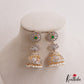 Elegant Floral Motifs AD Jhumkas With Pearl Drops E1098 (Available In 3 Colors)