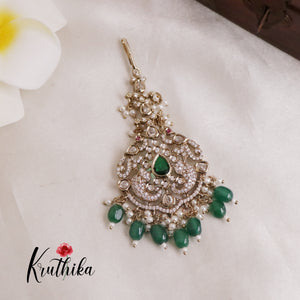 Beautifull Victorian Peacock  Maang Tika MT241 [Available in 3 colours]