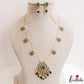 Trendy Floral Peacock Motifs CZ Invisible Chain With Green Bead Drops NC3249 (Available In 3 Colors)