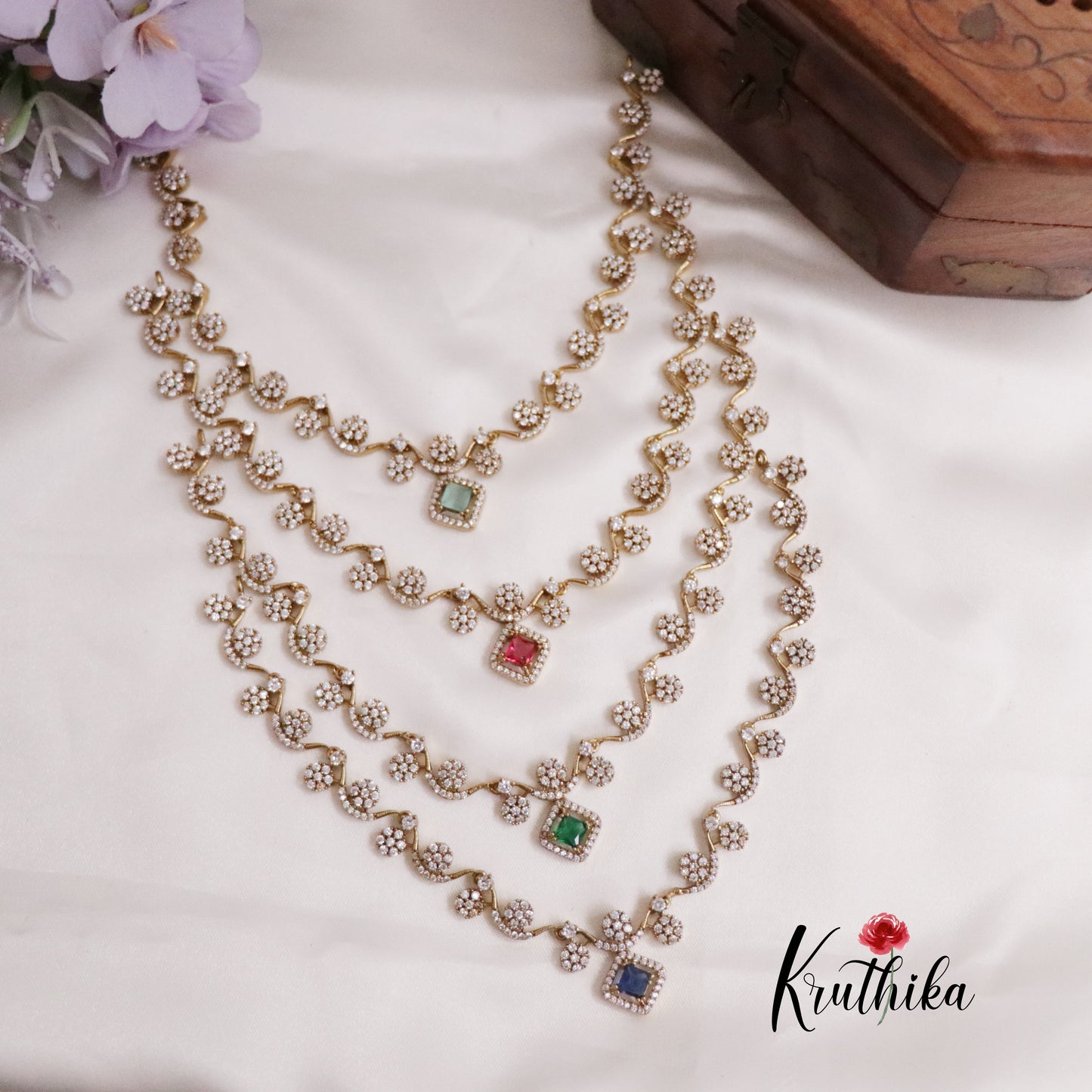 Trendy AD Floral Necklace Set NC2230  (Available in 4 Colours)
