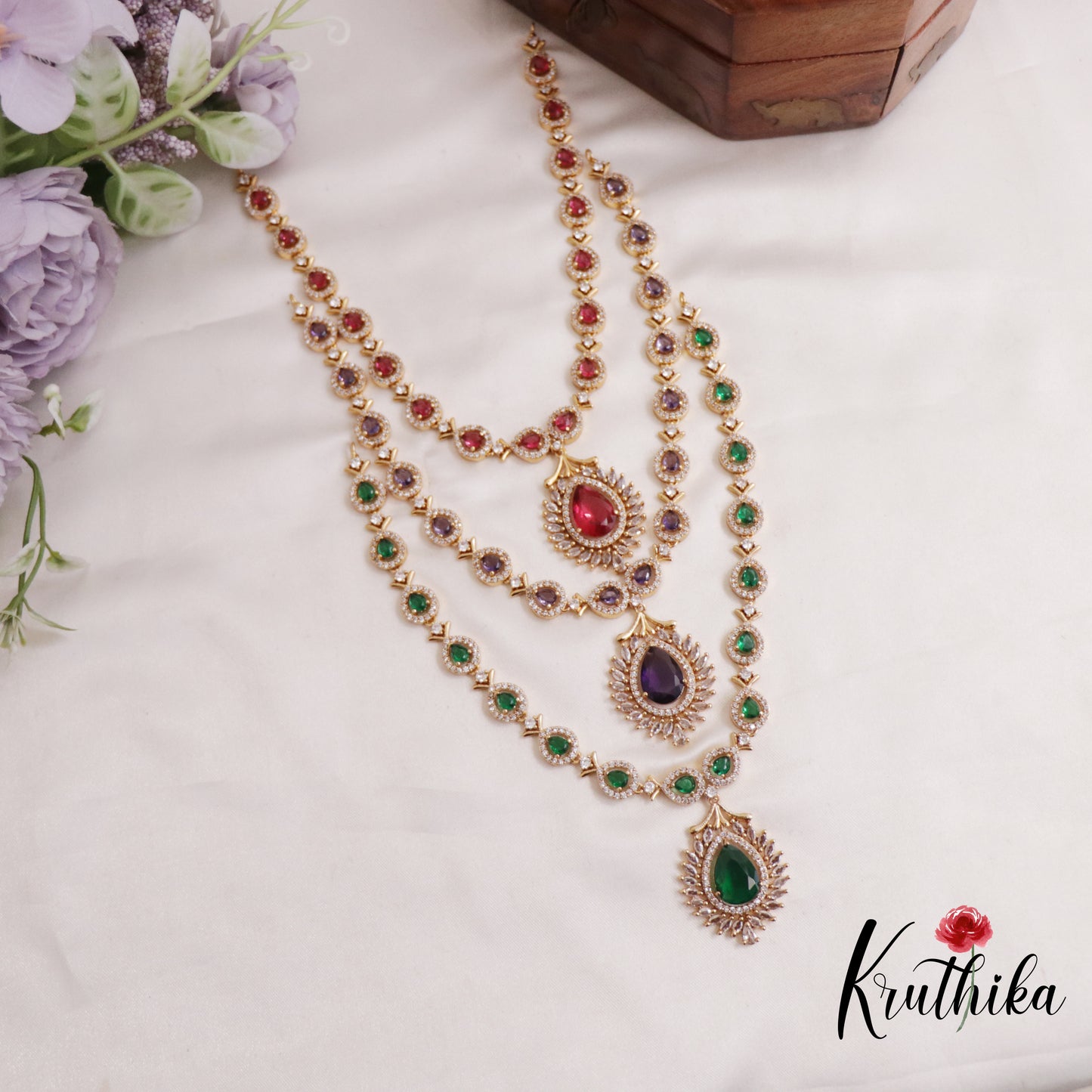Sparkling CZ Teardrop Necklace NC2545 (Available In 3 Colors)