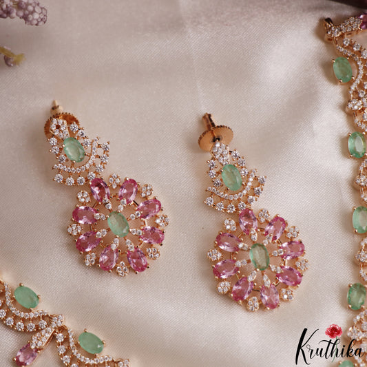 Pretty Floral Motifs CZ Victorian Necklace NC3129