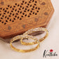 Elegant Floral Motifs Diamond-Finish Gold-Tone AD Bangles B524 (Set Of 2)