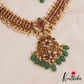 Stunning Floral Motifs Kemp Guttapoosalu Necklace With Green Bead Drops NC2826