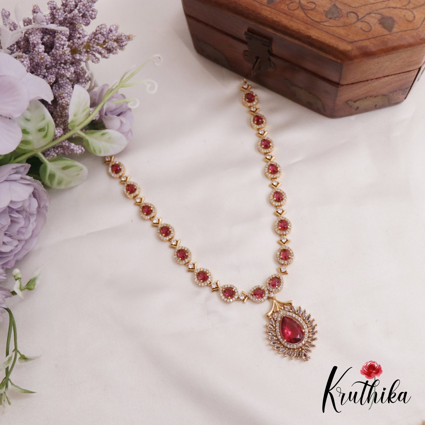 Sparkling CZ Teardrop Necklace NC2545 (Available In 3 Colors)
