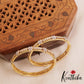 Elegant Floral Motifs Diamond-Finish Gold-Tone AD Bangles B522 (Set Of 2)