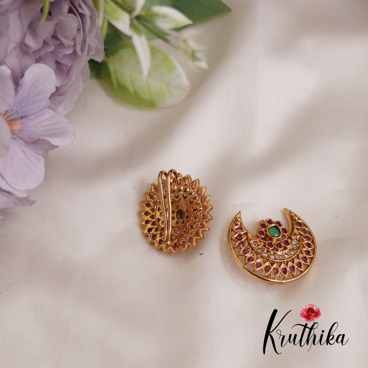 Beautiful Floral Chandra Surya Kemp Hair Ornaments J303