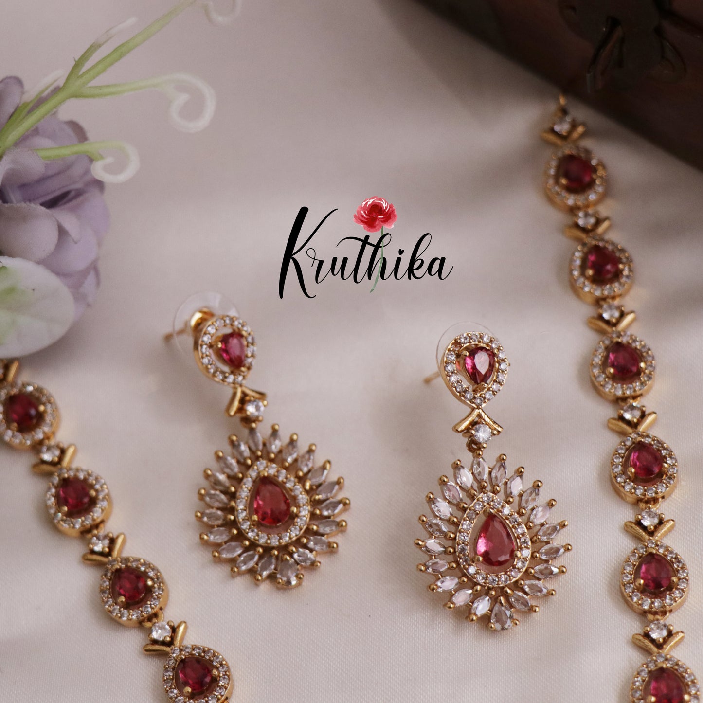 Sparkling CZ Teardrop Necklace NC2545 (Available In 3 Colors)