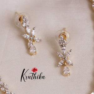 Trendy Sparkling American Diamonds Gold Finish NC2024