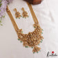 Grand Antique Nagas Radha Krishna Motifs Temple Haaram With Green Bead Drops LH2179