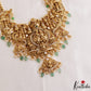 Grand Antique Nagas Radha Krishna Motifs Temple Haaram With Green Bead Drops LH2179