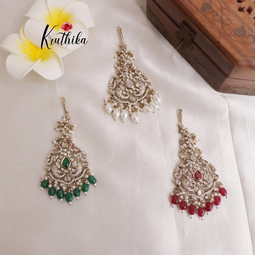 Beautifull Victorian Peacock  Maang Tika MT241 [Available in 3 colours]