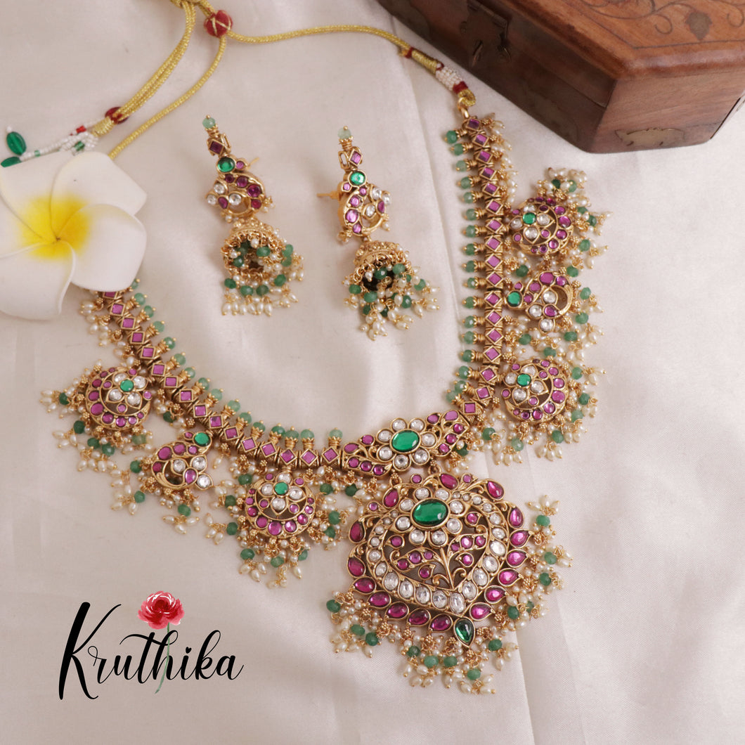 Royal Contemporary Kundan Jadau Pastel Beads Guttapoosalu Necklace NC1939
