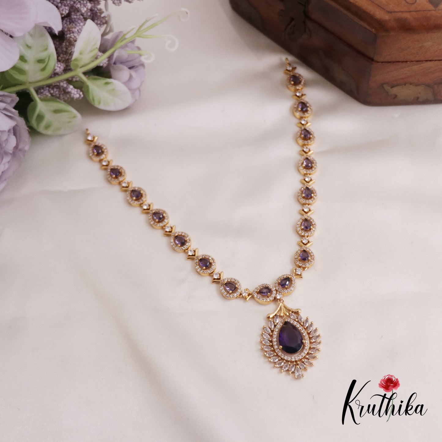Sparkling CZ Teardrop Necklace NC2545 (Available In 3 Colors)