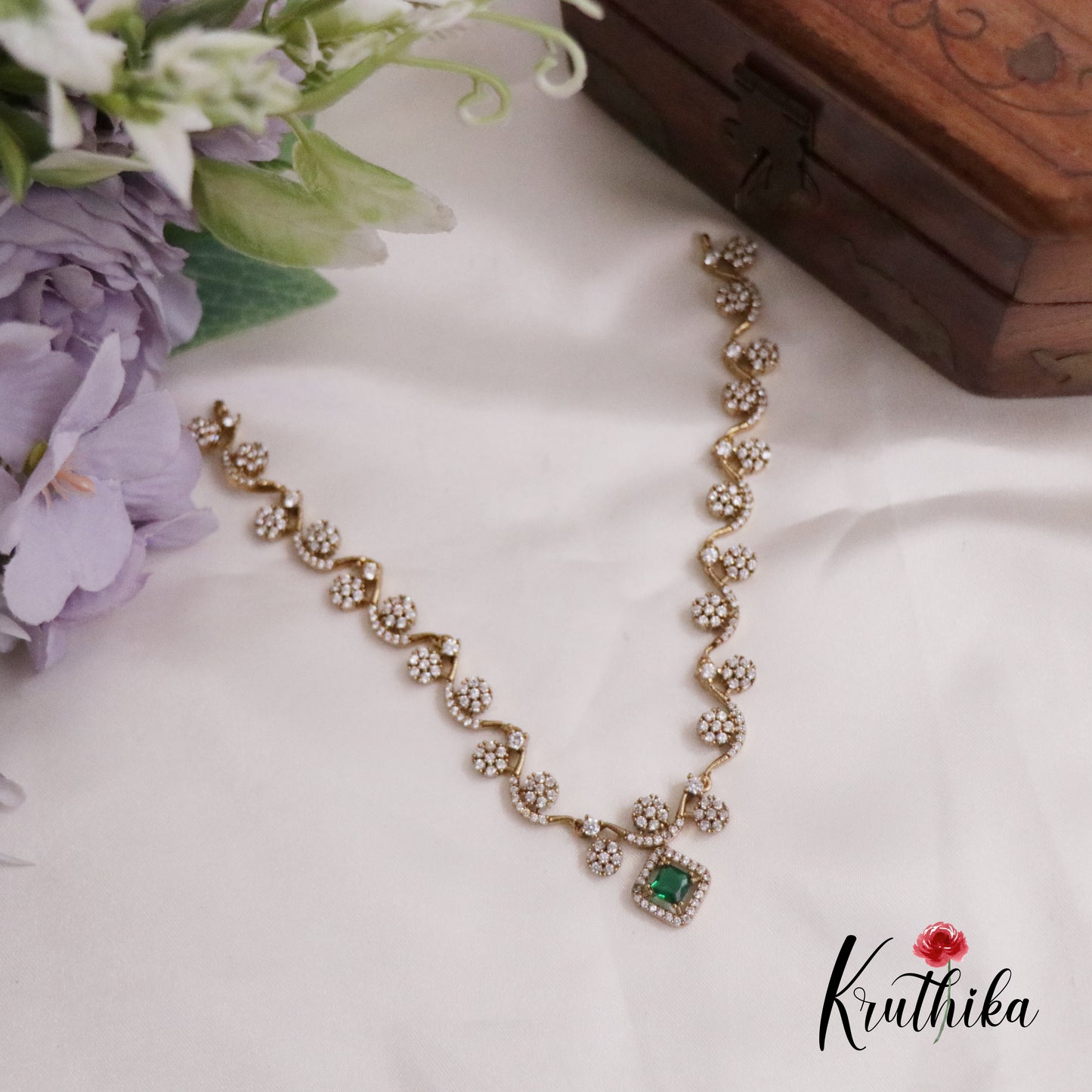 Trendy AD Floral Necklace Set NC2230  (Available in 4 Colours)