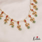Trendy Teardrop Motifs Jadau Pearls Necklace With Green Bead Drops NC2732