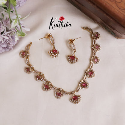 Simple American Diamond Drop Pendants Necklace Set NC1991 (Available in 3 Colours)