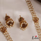 Traditional Triple Layered Pearl Strands With Lakshmi Peacock Motifs Pendant Haaram LH2010