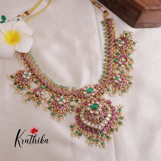 Royal Contemporary Kundan Jadau Pastel Beads Guttapoosalu Necklace NC1939