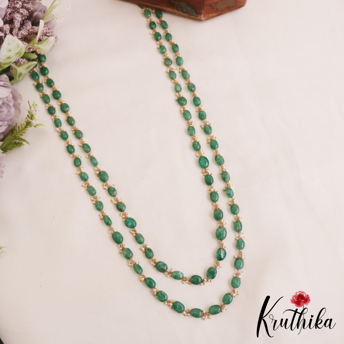 Trendy Green Bead Double Layered Mala LH2071