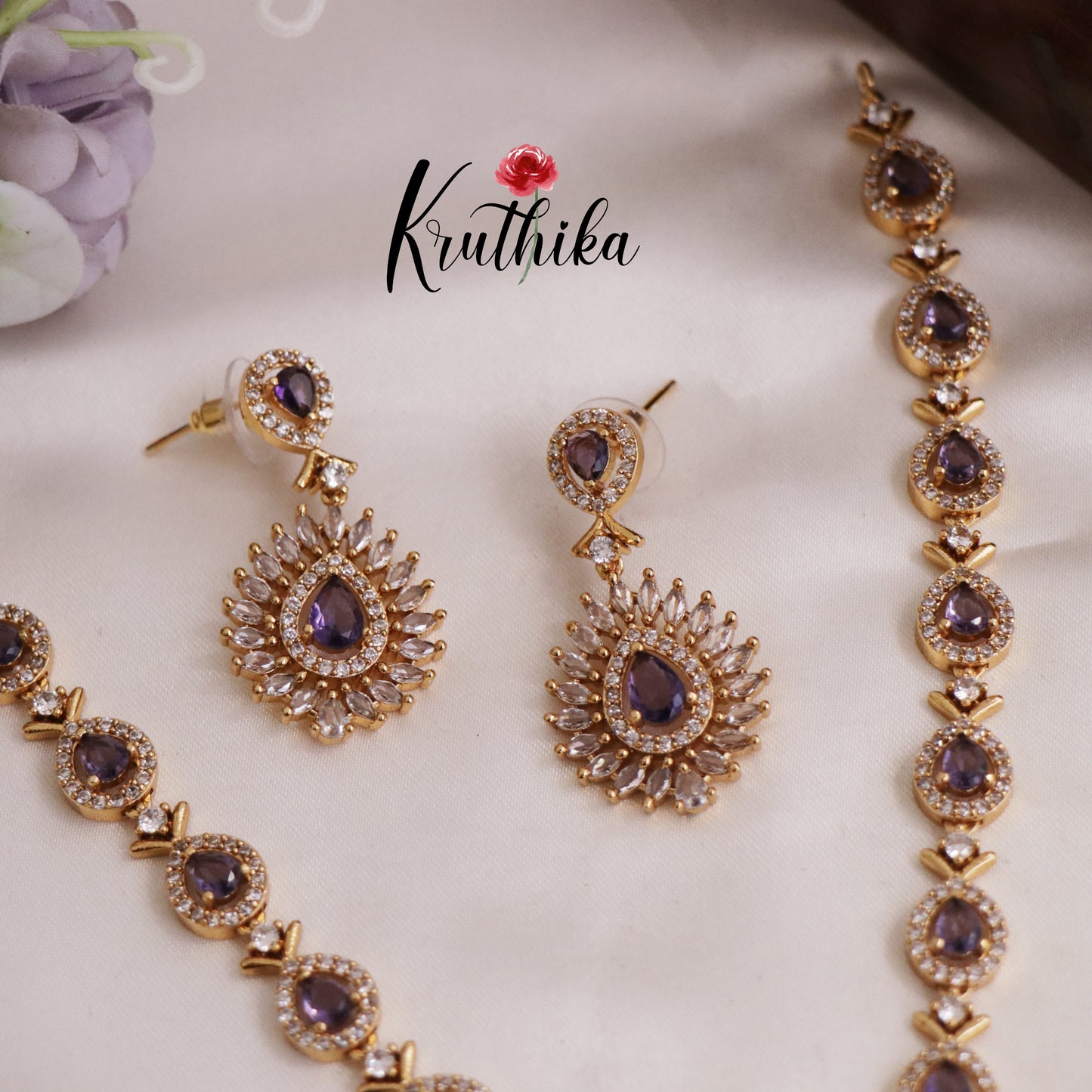 Sparkling CZ Teardrop Necklace NC2545 (Available In 3 Colors)