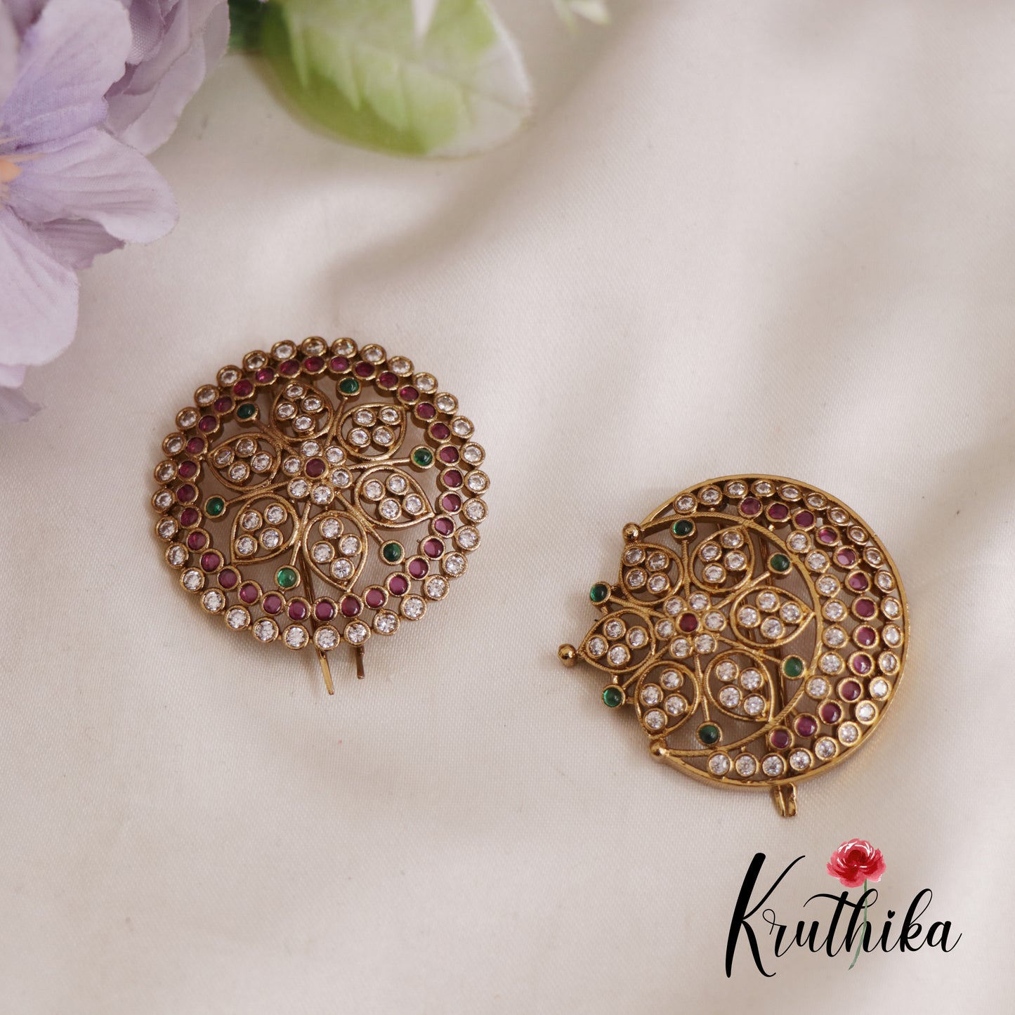 Beautiful Floral Chandra Surya Kemp Hair Ornaments J307