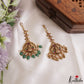 Pretty Antique Lakshmi Peacock Motifs Jadau Maang Tikka With Pearl Bead Drops MT407 (Available In 3 Colors)