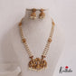 Traditional Triple Layered Pearl Strands With Lakshmi Peacock Motifs Pendant Haaram LH2010