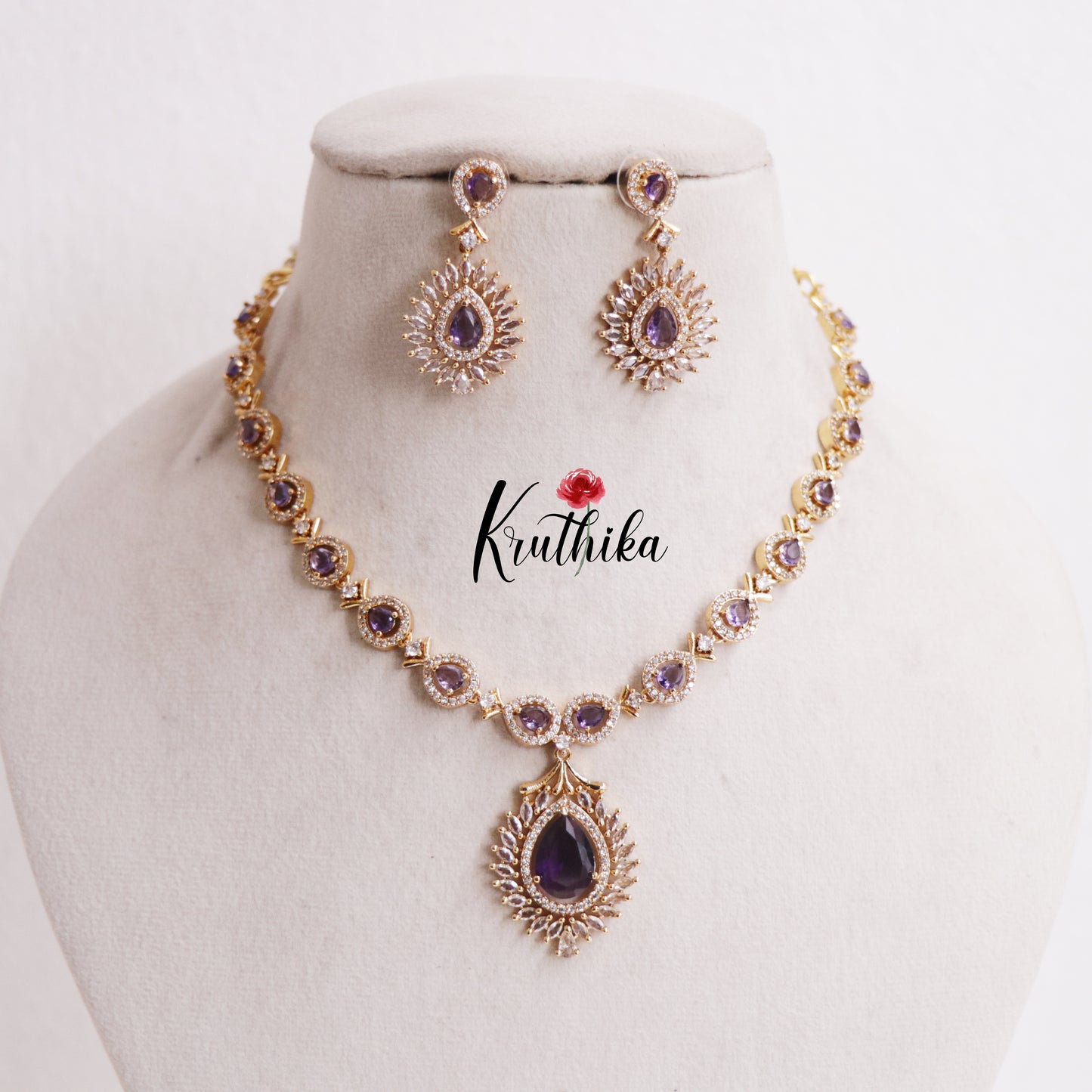 Sparkling CZ Teardrop Necklace NC2545 (Available In 3 Colors)