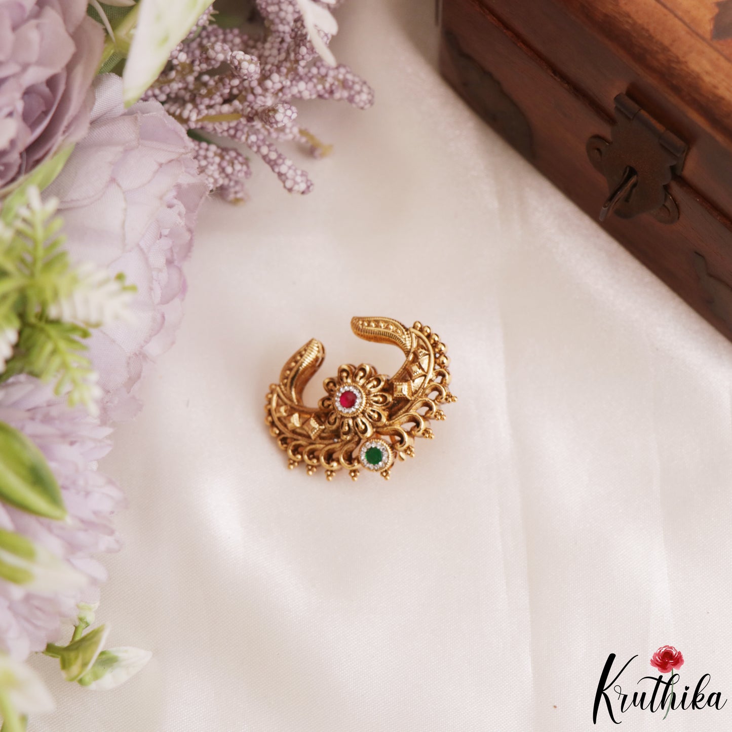Elegant Antique Floral Motifs Chandra Surya Kemp Hair Ornaments J428 (Available In 2 Colors)