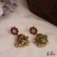 Classic Floral Motifs Jadau Jhumas With Green Bead Drops E1153