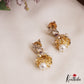 Pretty Floral Motifs CZ Jhumkas With Pearl Drop E1124 (Available In 2 Colors)
