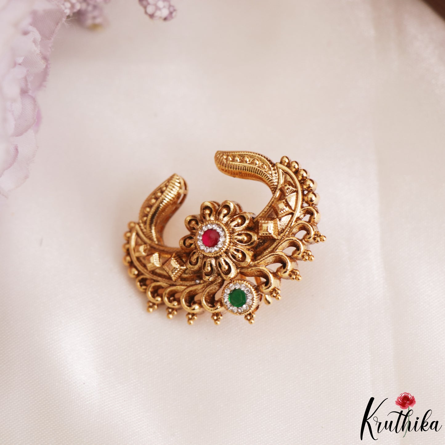 Elegant Antique Floral Motifs Chandra Surya Kemp Hair Ornaments J428 (Available In 2 Colors)
