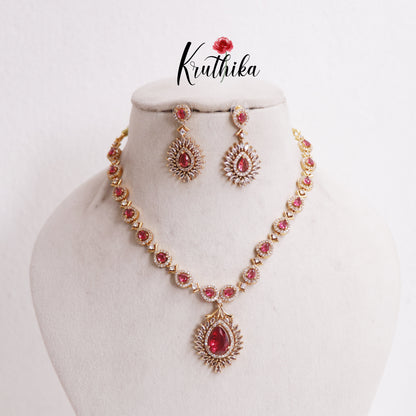 Sparkling CZ Teardrop Necklace NC2545 (Available In 3 Colors)