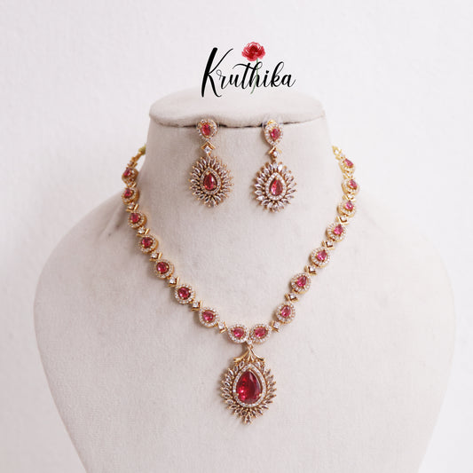 Sparkling CZ Teardrop Necklace NC2545 (Available In 3 Colors)