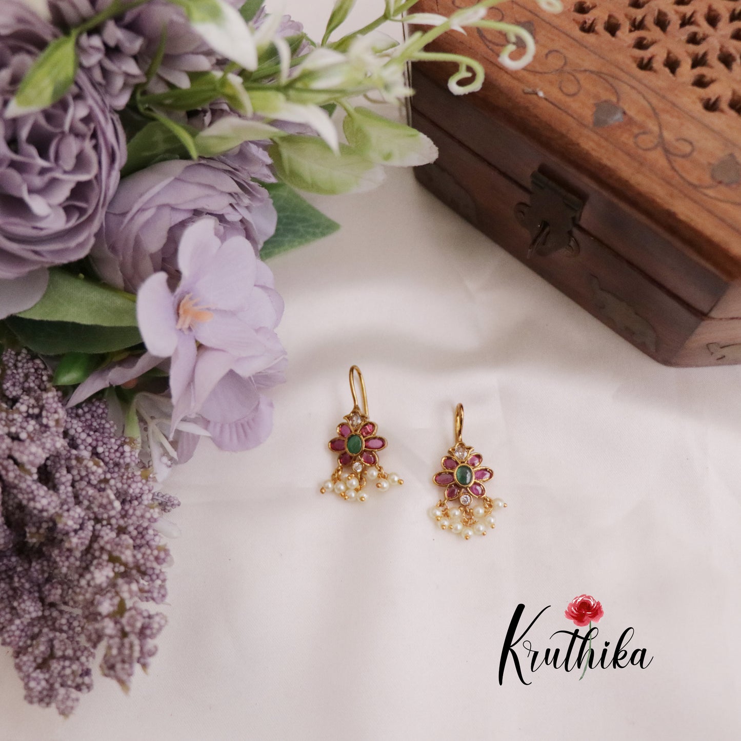 Beautiful Kemp Floral Bugadi Earcuffs | upper earrings | Bugadi Earrings E668