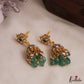 Beautiful Floral Motifs Jadau Jhumkas With Green Bead Drops E1154
