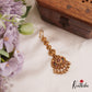 Beautiful Antique Peacock Motifs Kemp Maang Tikka With Golden Bead Drops MT363 (Available In 2 Colors)