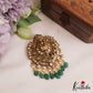 Premium Antique Lakshmi Motifs Jadau Pendant Set With Green Bead Drops PS281 (Available In 3 Colors)