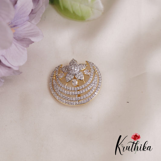 Sparkling AD Floral Chandra Surya Hair Ornaments J306