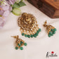 Premium Antique Lakshmi Motifs Jadau Pendant Set With Green Bead Drops PS281 (Available In 3 Colors)