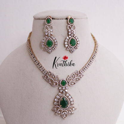 Trendy CZ Sparkling Leaf Pendant Necklace NC2336 (Available in 3 colours)