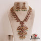 Stunning Mango Motifs Kemp Necklace With Green Bead Drops NC2829